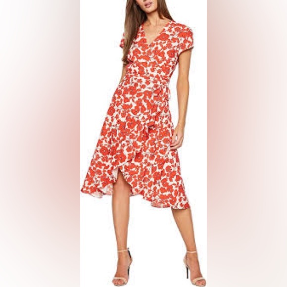 Bardot Dresses & Skirts - BARDOT Revolve Fiesta Floral Faux Wrap Dress Size 6